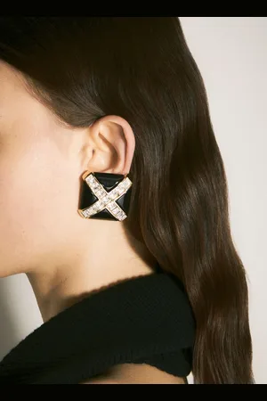 Saint Laurent Crystal Cross Earrings - Femme Bijoux One Size