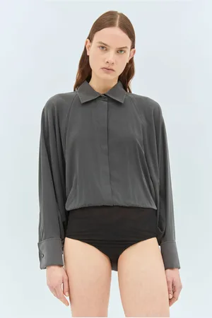 Max Mara Silk Bodysuit Chemise- Femme Chemises Grey It - 38