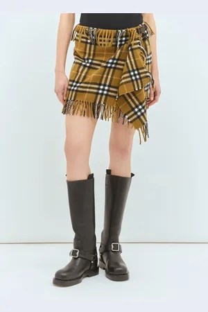Burberry Check Wool And Cashmere Scarf Skirt - Femme Jupes M