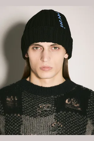 Marni Logo Intarsia Beanie Hat - Homme Chapeaux M