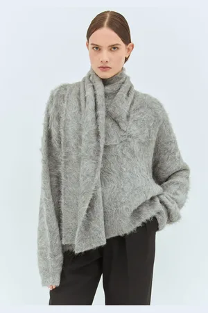 Totême Draped-scarf Sweater - Femme Pulls Grey Xs