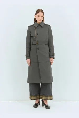 Burberry Long Cotton Nylon Trench Coat - Femme Manteaux Grey Uk - 06