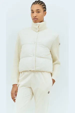 Moncler Zip-up Padded Cardigan - Femme Pulls Cream M