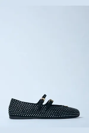 Prada Crystal-embellished Suede Ballerina Flats - Femme Chaussures Plates Eu - 37