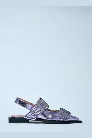 Ganni Metallic Feminine Buckle Ballerina Flats - Femme Chaussures Plates Eu - 36