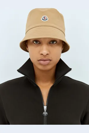 Moncler Logo Patch Bucket Hat - Femme Chapeaux Beige S