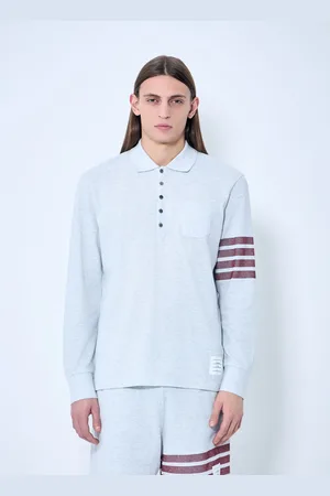 Thom Browne Thom Brune Four-bar Polo Chemise- Homme Polos Grey 4