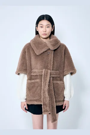 Max Mara Short Sleeve Belted Teddy Coat - Femme Blousons Beige S