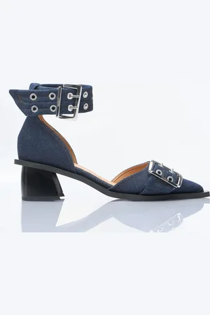 Ganni Feminine Buckle Open Cut Pumps - Femme Talons Navy Eu - 37