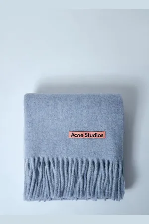 Acne Studios Narrow Fringe Wool Scarf - Homme Echarpes Lilac One Size