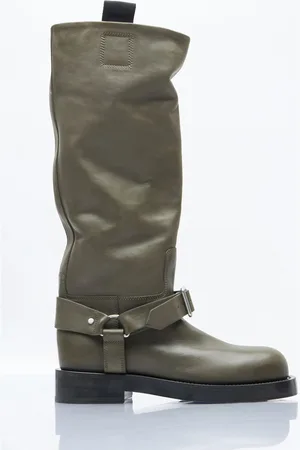 Burberry Leather Saddle High Bottes- Femme Bottines Et Bottes Green Eu - 36