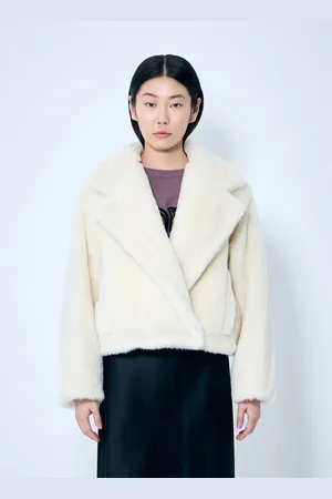 Max Mara Cropped Teddy Bear Icon Coat - Femme Blousons Cream It - 40
