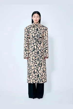 Sportmax Animal-print Trench Coat - Femme Manteaux Beige It - 38