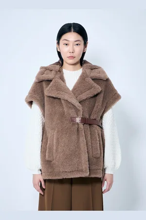 Max Mara Teddy Fabric Gilet Cape - Femme Blousons Light S - M
