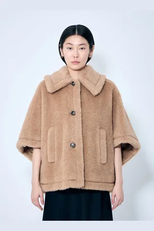 Max Mara Teddy Fabric Cape - Femme Blousons Beige S - M