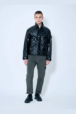 Stone Island Laminated Biker Jacket - Homme Blousons L
