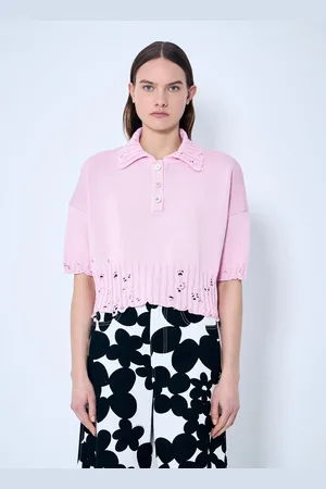 Marni Distressed Knit Polo Chemise- Femme T-shirts It - 42