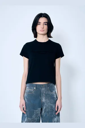 Alexander Wang Distressed Logo Shrunken T-shirt - Femme T-shirts Xs