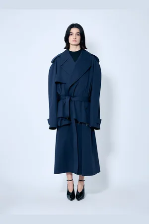 Balenciaga Cropped Distressed Hem Trench Coat - Femme Manteaux 2