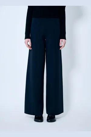 Max Mara Knit Wide Leg Pantalon - Femme Pantalons Navy Xs