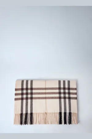 Burberry Wide Check Cashmere Scarf - Femme Echarpes Beige One Size