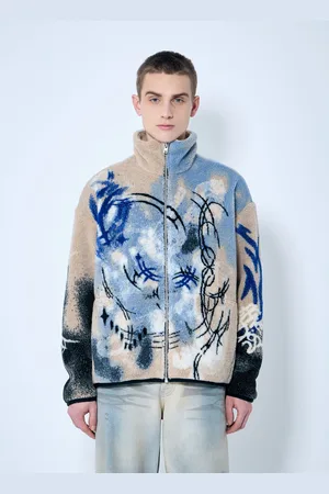 Acne Studios Teddy Jacquard Jacket - Homme Blousons Beige Eu - 50