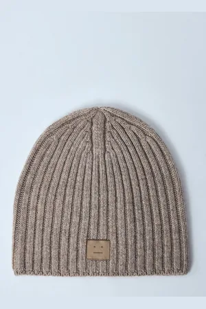 Acne Studios Logo Motif Beanie Hat - Homme Chapeaux Grey One Size