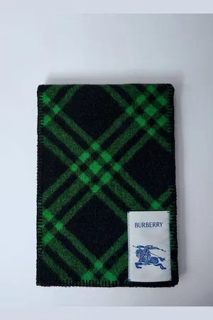 Burberry Check Wool Scarf - Homme Echarpes Green One Size