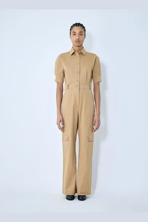 Max Mara Cotton Tailored Jumpsuit - Femme Combinaisons Beige It - 38