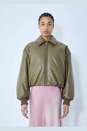 Acne Studios Coated Bomber Jacket - Femme Blousons Green Fr - 34