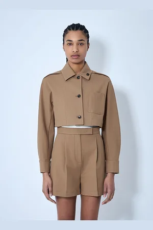 Max Mara Crop Tailored Jacket - Femme Blousons Beige It - 38
