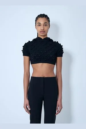 Sportmax Hooded Open-knit Crop Top - Femme Hauts S