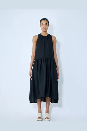 Jil Sander Gathered Wool Midi Dress - Femme Robes De - 36
