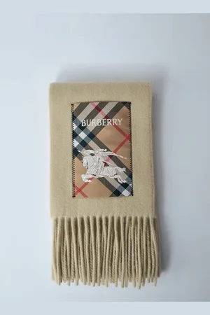 Burberry Check Label Cashmere Scarf - Homme Echarpes Beige One Size