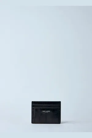 Saint Laurent Logo Print Leather Cardholder - Homme Portefeuilles & Porte-cartes One Size