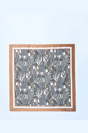 Max Mara Printed Silk Scarf - Femme Echarpes Beige One Size