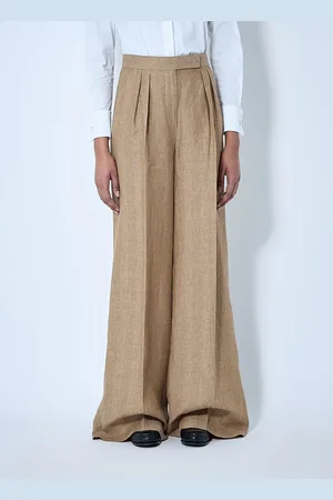 Max Mara Linen Pleated Pantalon - Femme Pantalons It - 38