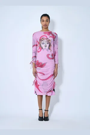 Chopova Lowena Ruched Printed Mesh Dress - Femme Robes M