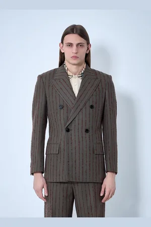 Burberry Striped Wool Tailored Blazer - Homme Blazers Dark Eu - 48