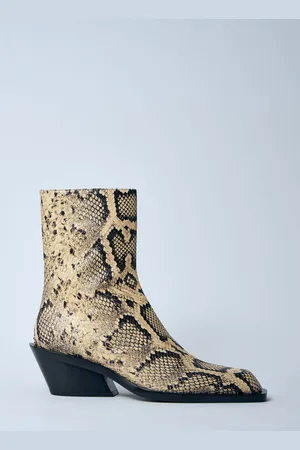 Jil Sander Snakeskin Embossed Leather Bottes- Femme Bottines Et Bottes Beige Eu - 37
