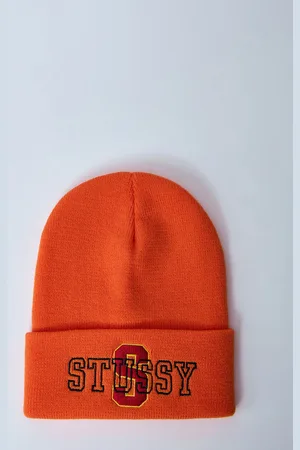 STUSSY Logo Motif Beanie Hat - Homme Chapeaux Orange One Size