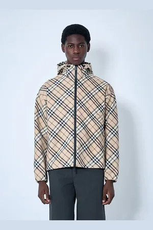 Burberry Check Zip-up Hooded Jacket - Homme Blousons Beige L