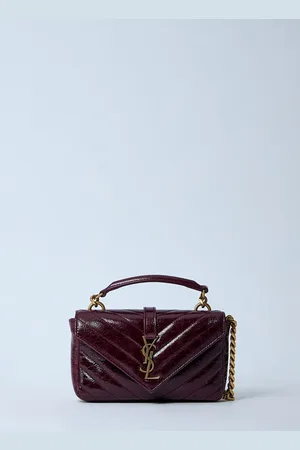 Saint Laurent Mini College Chain épaulesSac - Femme Sacs À Épaule Burgundy One Size