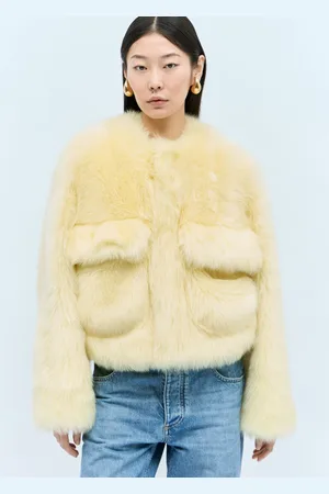 Bottega Veneta Shearling Cropped Jacket - Femme Blousons Yellow It - 38