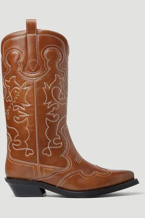Ganni Embroidered Western Bottes- Femme Bottines Et Bottes Eu - 37
