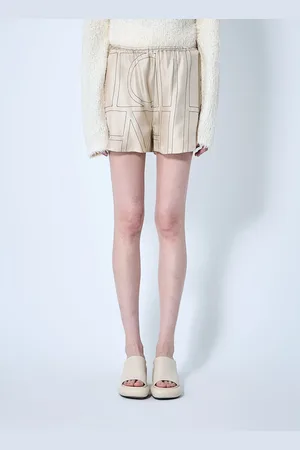 Totême Monogram Silk Shorts - Femme Shorts Beige Fr - 32