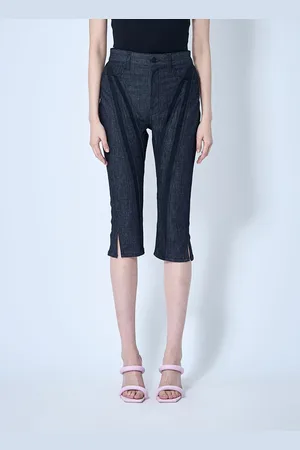 MUGLER Capri Denim Cropped Pantalon - Femme Shorts 24 - 25