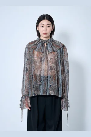Saint Laurent Paisley Silk Georgette Blouse - Femme Chemises Fr - 36