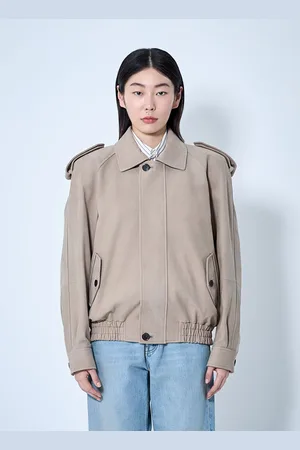 Saint Laurent Numbuck Bomber Jacket - Femme Blousons Cream Fr - 36