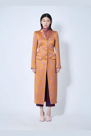 DRIES VAN NOTEN Embroidered Coat - Femme Manteaux Orange Fr - 36